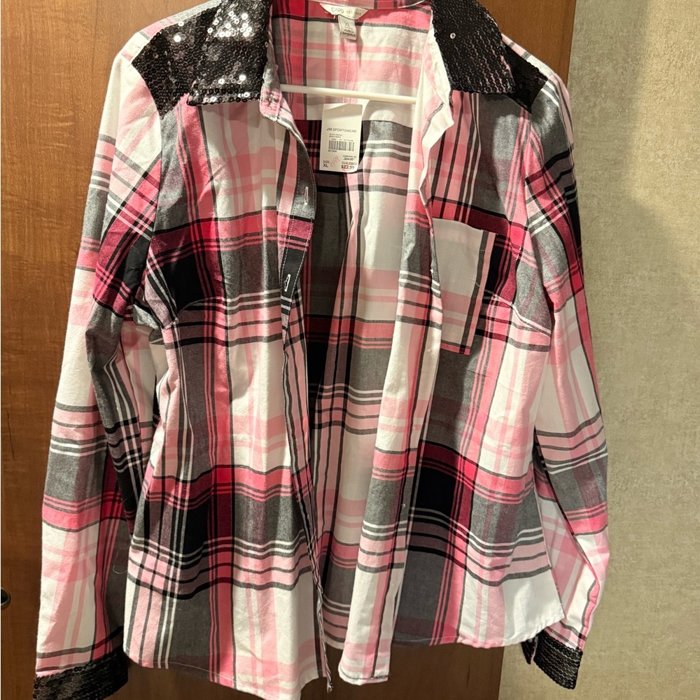Cato Pink and Black Plaid Women's Jacket